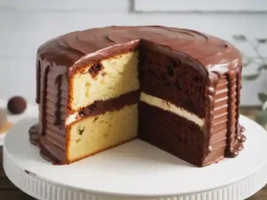 Half Vanilla Half Chocolate Cake Recipe